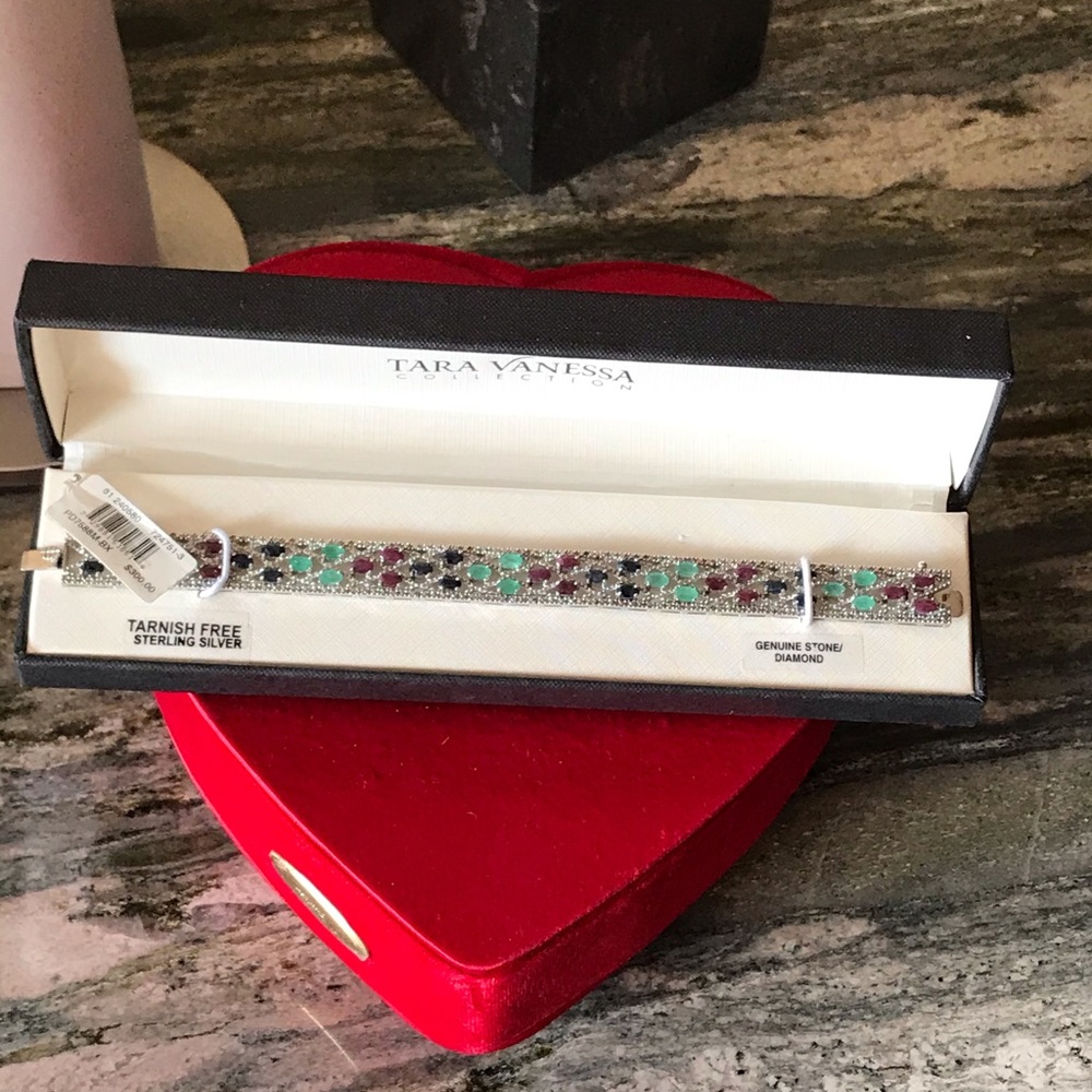 NWT TARA VANESSA Collection. Genuine Stone /Diamond. BRACELET. Sterling Silver.